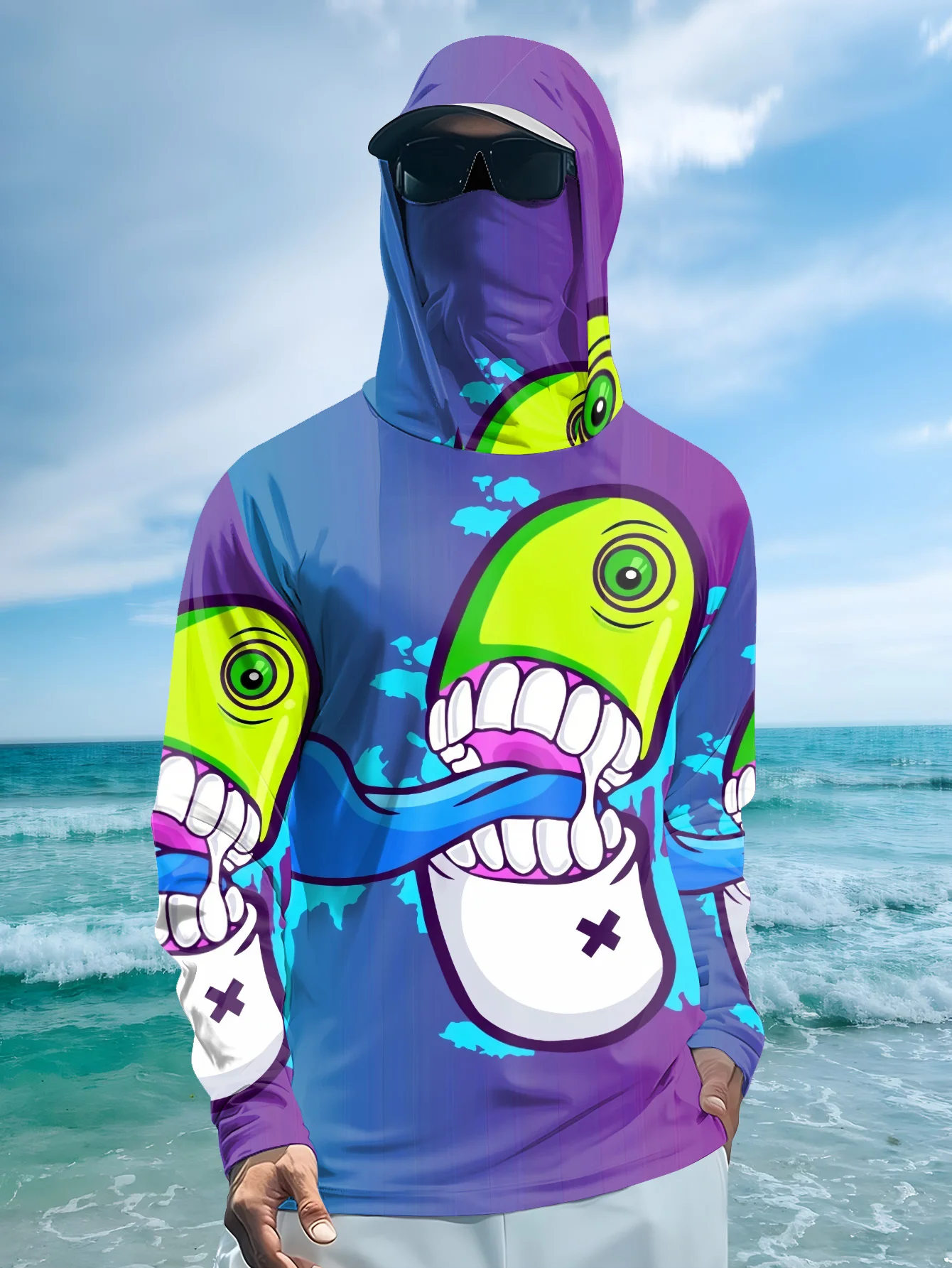 Men Cartoon Monster Graffiti F - đánh giá và giá Fishing Mask Sun Protection