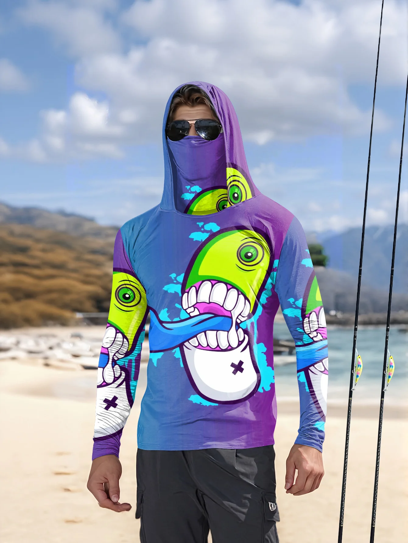 Men Cartoon Monster Graffiti F - đánh giá và giá Fishing Mask Sun Protection