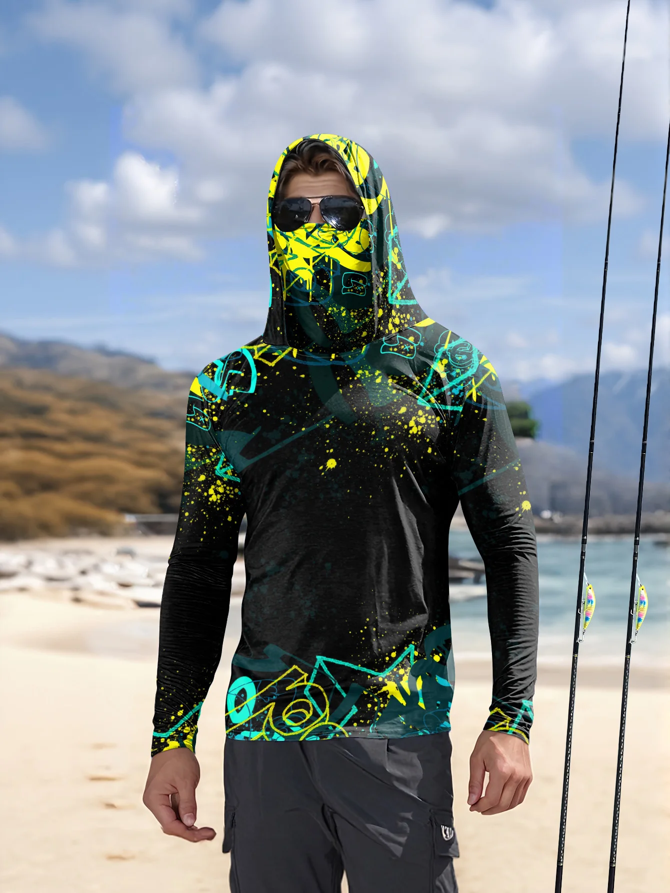 Men UPF50+ Fishing Hoodie With - đánh giá và giá Fishing Mask Sun Protection